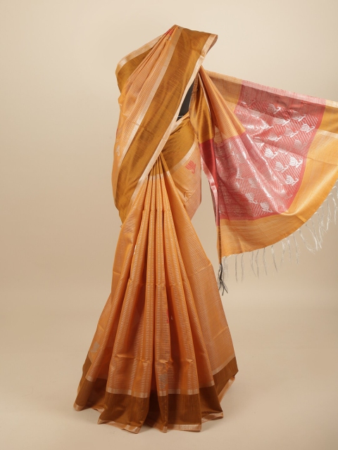 

Pothys Orange & Rust Woven Design Jute Silk Saree