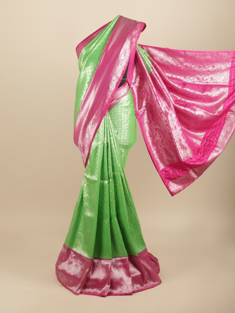 

Pothys Green & Pink Ethnic Motifs Art Silk Banarasi Saree