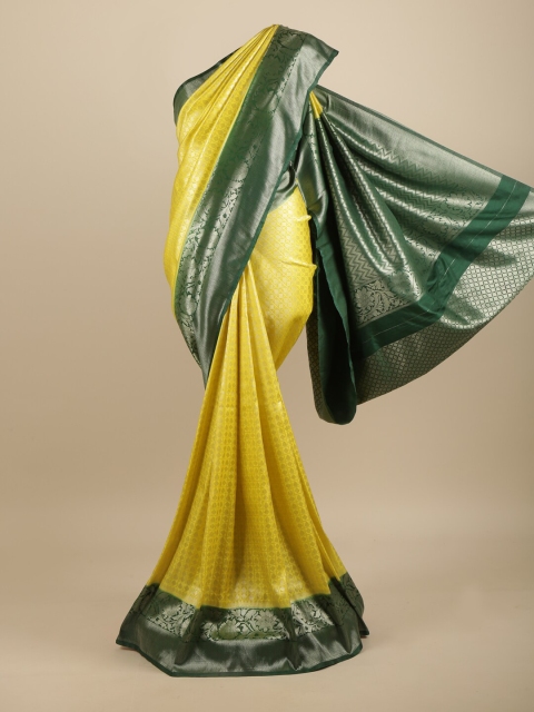 

Pothys Yellow & Green Woven Design Art Silk Banarasi Saree
