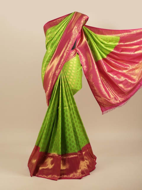 

Pothys Green & Pink Woven Design Art Silk Banarasi Saree