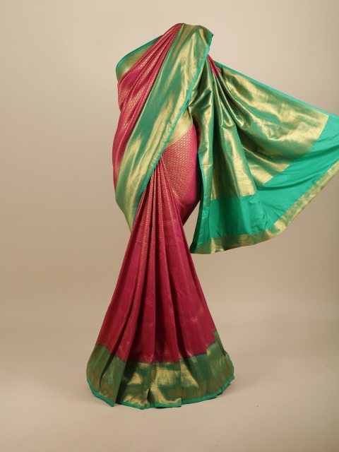 

Pothys Magenta & Green Woven Design Art Silk Banarasi Saree
