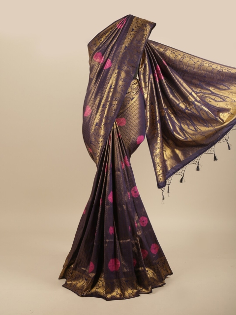 

Pothys Navy Blue & Pink Bandhani Art Silk Banarasi Saree