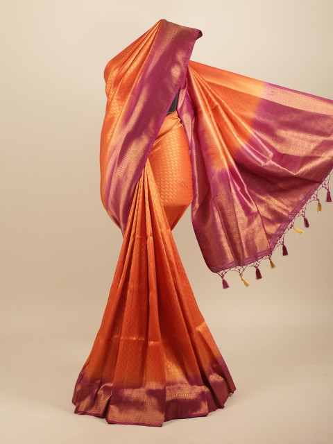 

Pothys Orange & Magenta Woven Design Art Silk Banarasi Saree