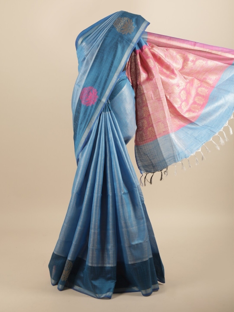 

Pothys Blue & Pink Woven Design Zari Jute Silk Saree