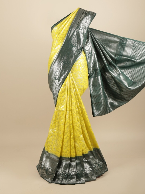 

Pothys Yellow & Green Woven Design Art Silk Banarasi Saree