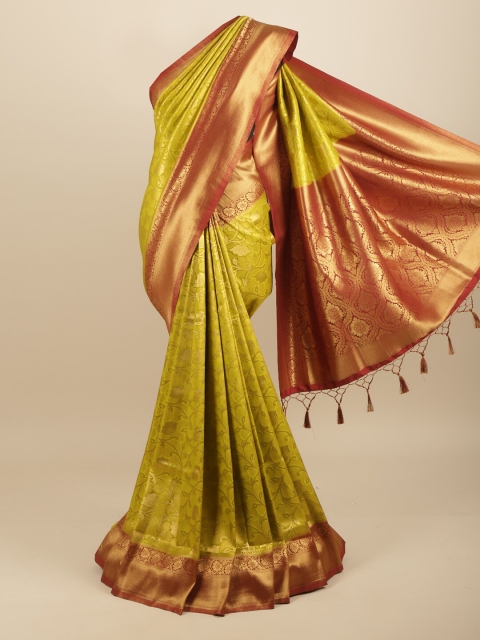 

Pothys Green & Rust Ethnic Motifs Art Silk Banarasi Saree
