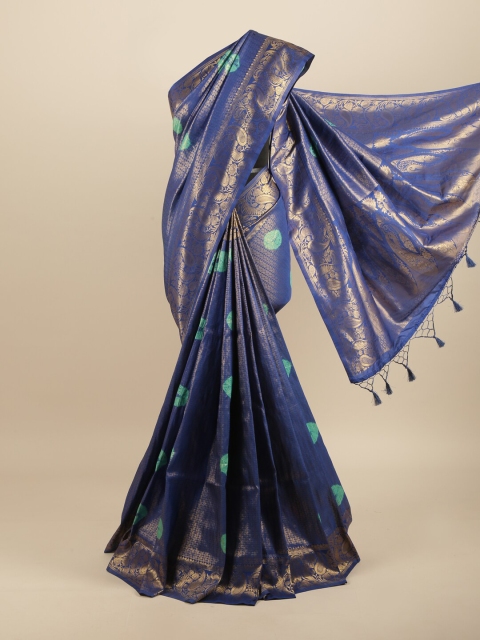 

Pothys Blue & Sea Green Bandhani Art Silk Banarasi Saree