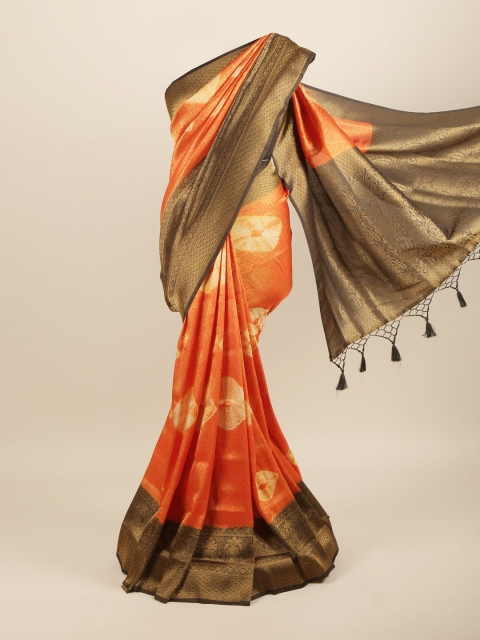 

Pothys Orange & White Bandhani Art Silk Banarasi Saree