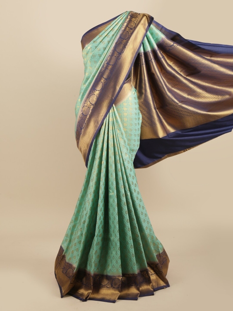 

Pothys Sea Green & Navy Blue Woven Design Art Silk Banarasi Saree