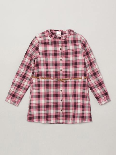 

max Girls Pink & White Checked Tunic