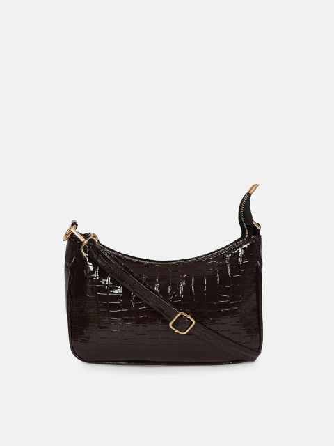 

Bagsy Malone Brown Textured PU Structured Sling Bag