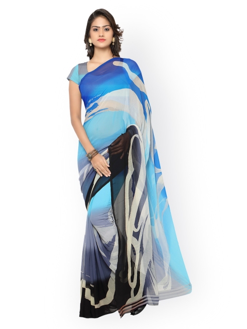 

Vaamsi Blue Poly Georgette Printed Saree