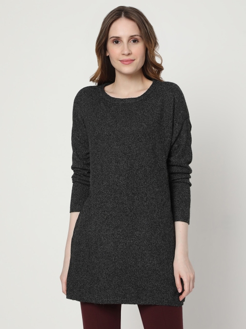 

Vero Moda Women Black Solid Longline Casual Sweater