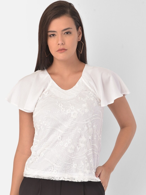

Latin Quarters White Lace Embroidered Regular Top