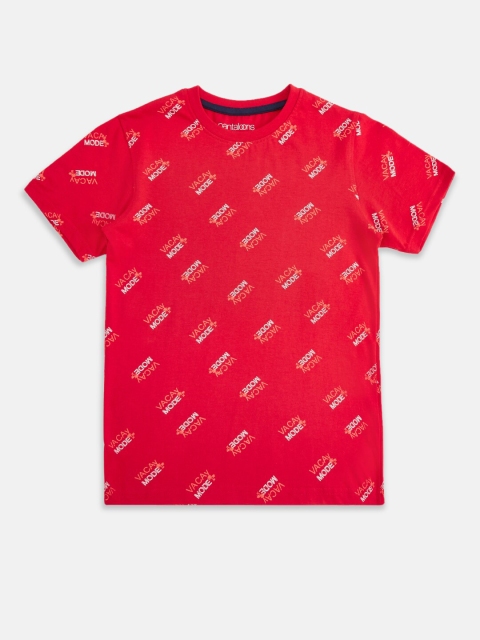 

Pantaloons Junior Boys Red Printed Cotton Pure Cotton T-shirt