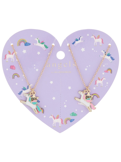 

Accessorize Girls Set Of 2 Gold & White-Toned BFF Pendant & Chains