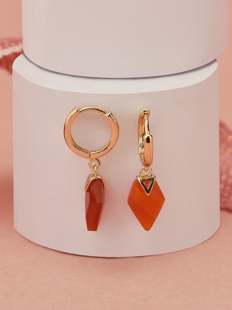 

Accessorize Gold Plated& Red Diamond Shaped Hoop Earrings