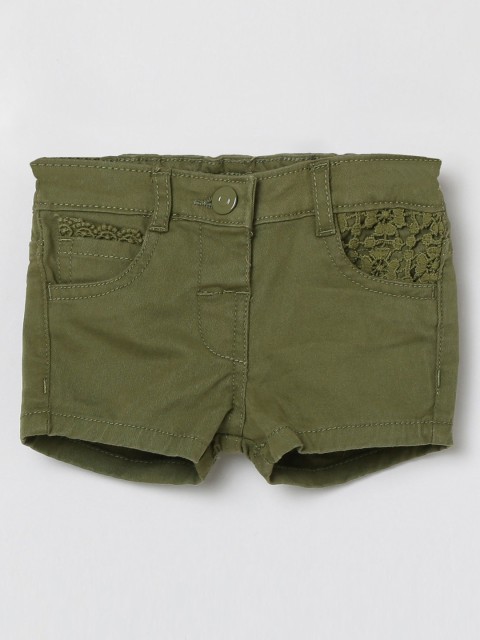 

max Girls Olive Green Denim Shorts