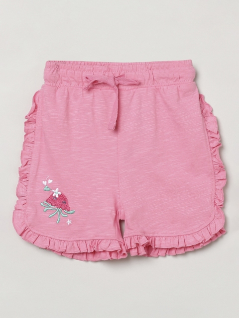 

max Girls Pink Regular Cotton Shorts