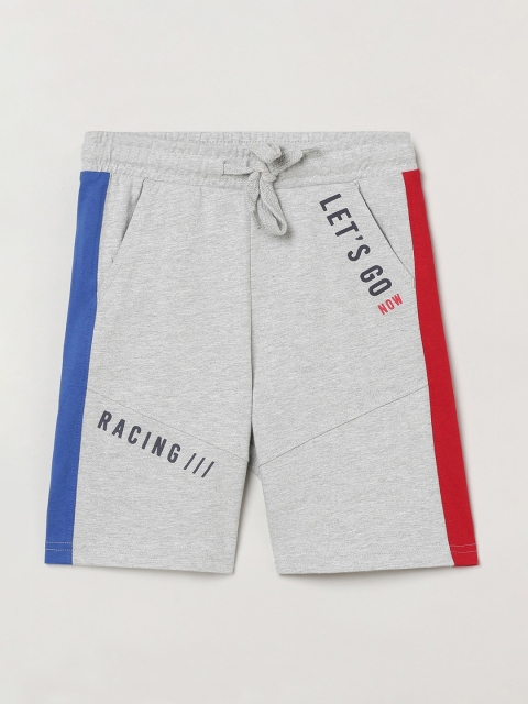 

max Boys Grey & Blue Printed Mid-Rise Regular Shorts