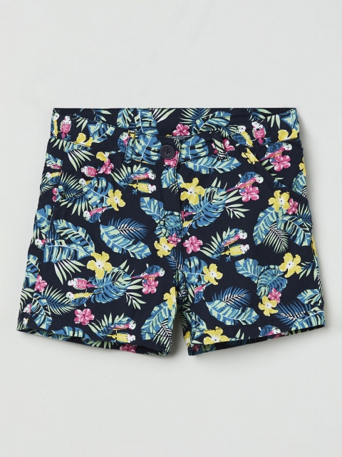 

max Girls Blue Floral Printed Regular Shorts