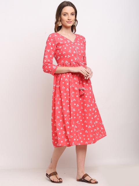 

Rajnandini Women Pink Pure Cotton Jaipuri Bandhani Printed Kurti (S- Size)