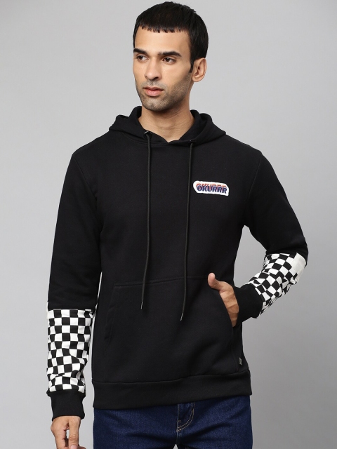 

Campus Sutra Men Black Printed Hooded Cotton Sweatshirt