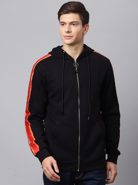 

Campus Sutra Men Black Hooded Cotton Sweatshirt