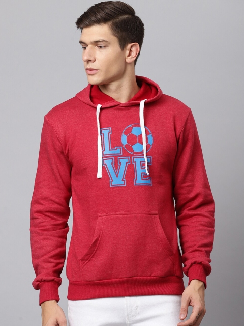 

Campus Sutra Men Maroon Printed Cotton Sweatshirt