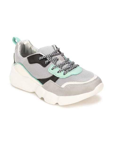 

Allen Solly Woman Women Grey & Sea Green Colourblocked PU Sneakers