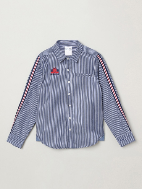 

max Boys Blue Opaque Striped Casual Shirt