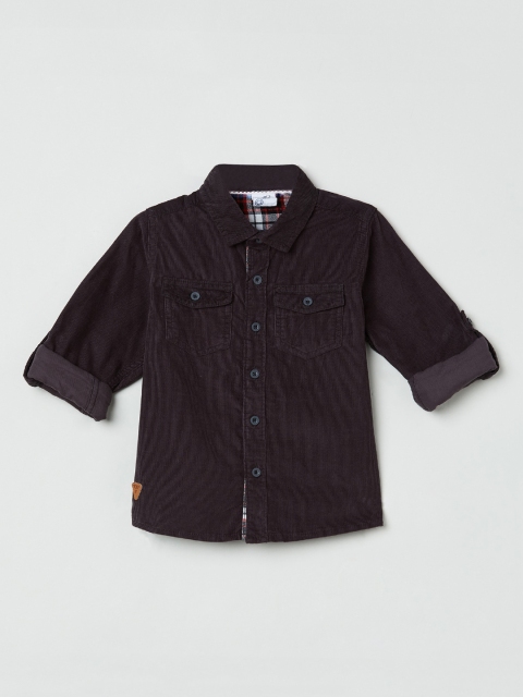 

max Boys Grey Opaque Casual Shirt