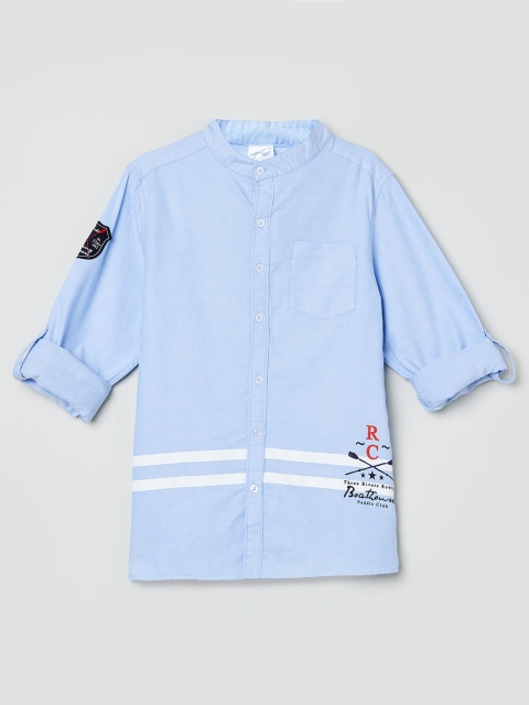 

max Boys Blue Opaque Pure Cotton Casual Shirt