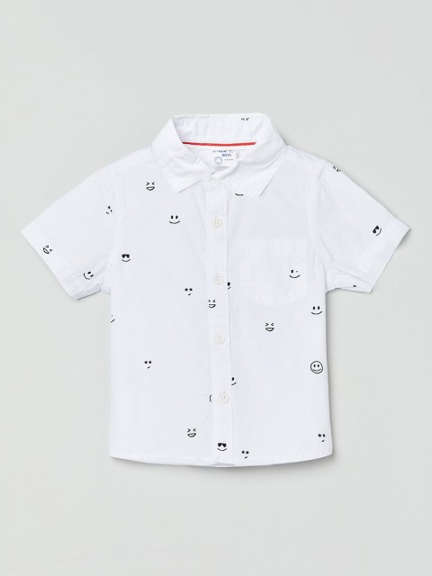 

max Boys White Printed Casual Shirt