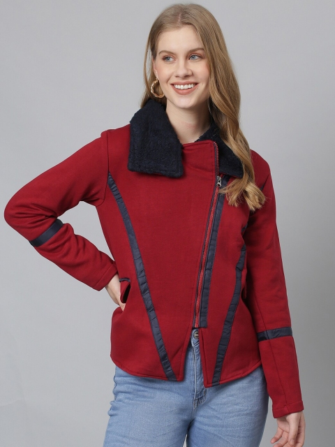 

Campus Sutra Women Maroon Windcheater Tailored Jacket