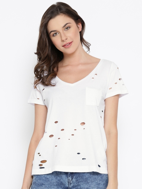 

ONLY Women White Solid Regular Top