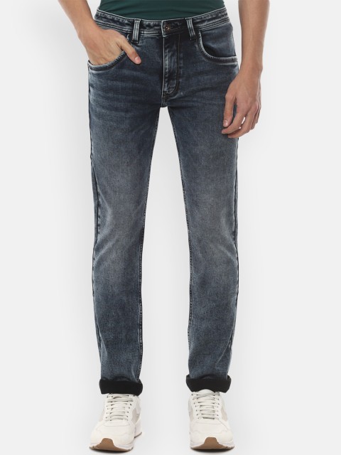 

VAN HEUSEN DENIM LABS Men Navy Blue Slim Fit Heavy Fade Jeans