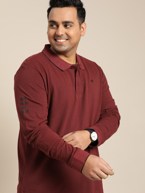 

Sztori Men Plus Size Maroon Polo Collar Pure Cotton T-shirt