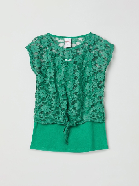 

max Girls Green Floral Regular Top