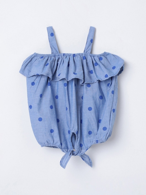 

max Girls Blue Polka Dot Printed Blouson Top