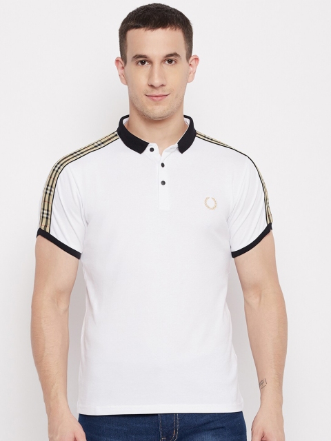 

QUBIC Men White Mandarin Collar T-shirt