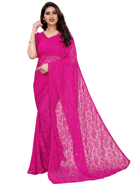 

KALINI Magenta Floral Net Saree