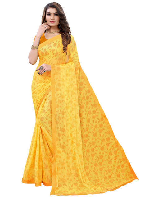

KALINI Yellow Floral Saree