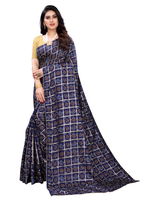 

KALINI Navy Blue & Yellow Ethnic Motifs Saree