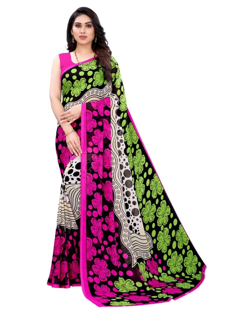 

KALINI Pink & Green Floral Saree