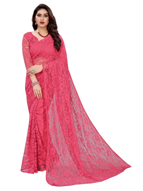 

KALINI Pink Floral Net Saree