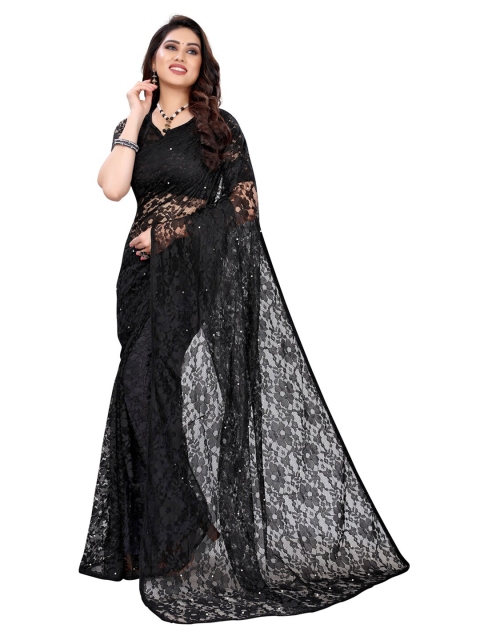 

KALINI Black Floral Net Saree