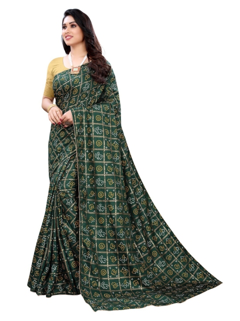 

KALINI Green & Yellow Bandhani Saree