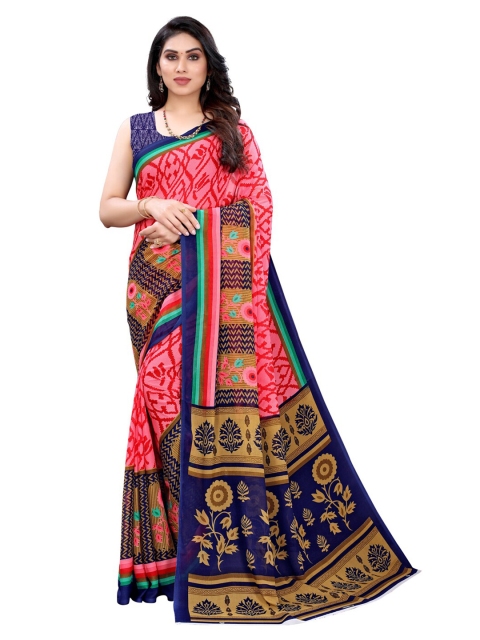 

KALINI Pink & Green Floral Saree
