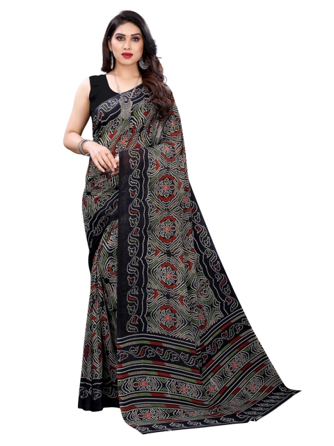 

KALINI Black & White Bandhani Saree